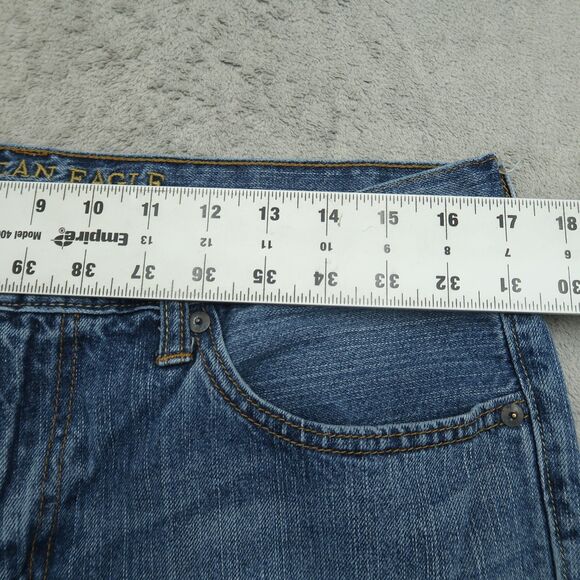 American Eagle Jeans Mens Size 33x34 Blue Original Straight 100% Cotton Denim - Picture 3 of 16